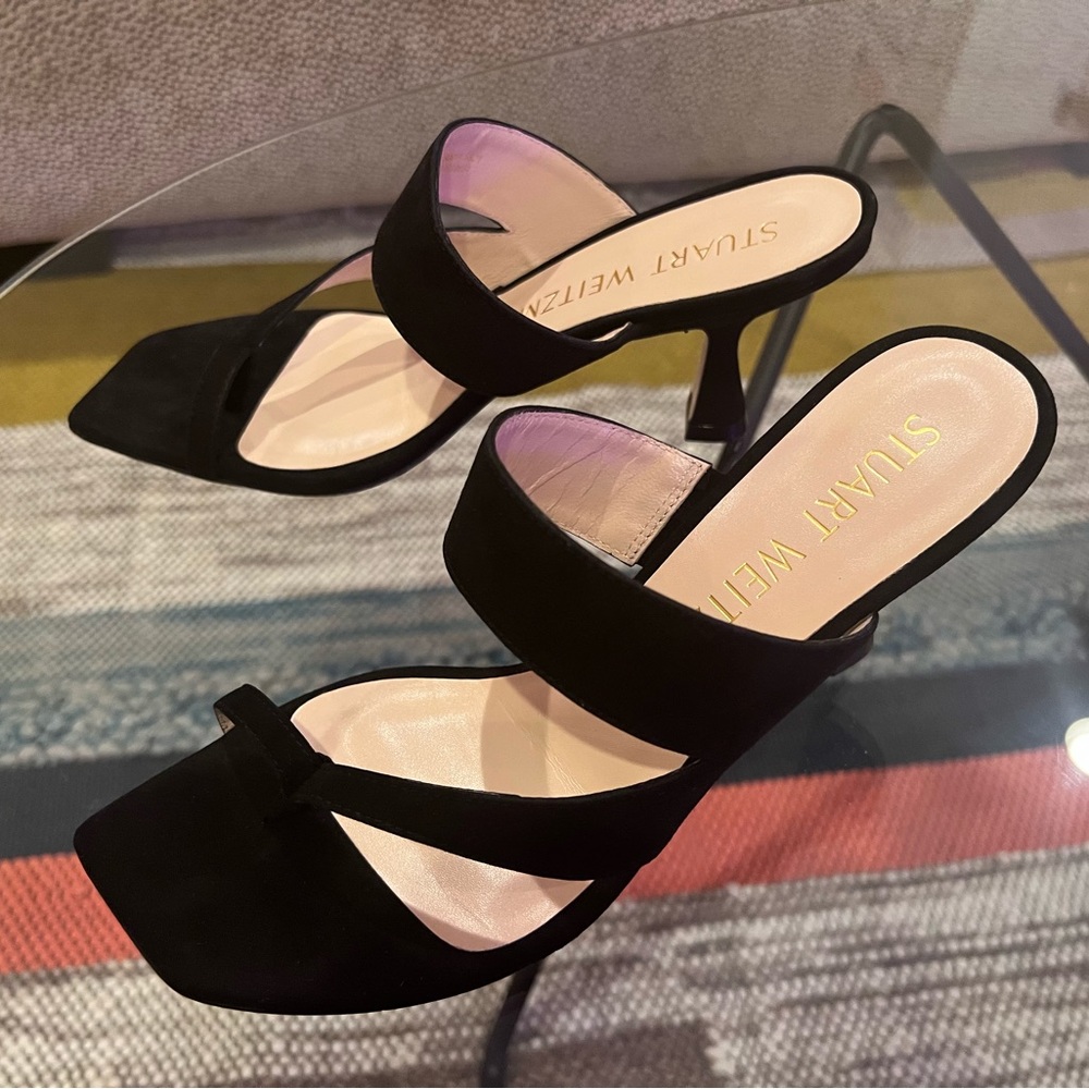 Stuart Weitzman - Lyla 75 Suede Sandals - Black
